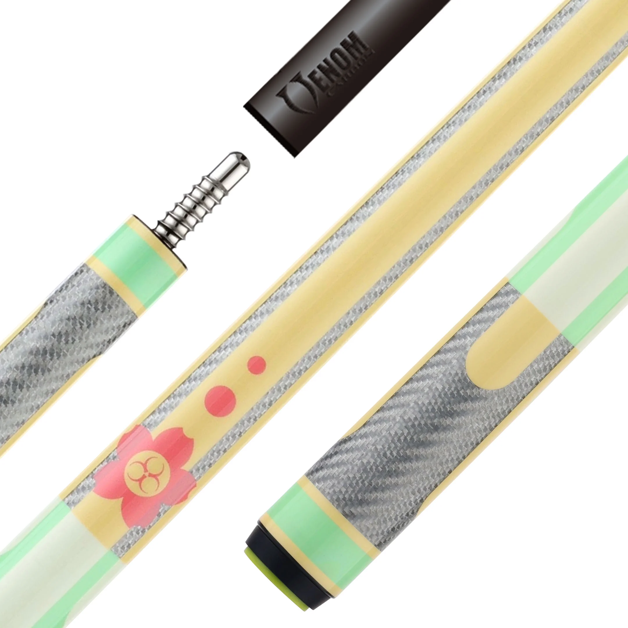 Poison Candy Pool Cue with Carbon Fiber Shaft - Green/Yellow - Image 2